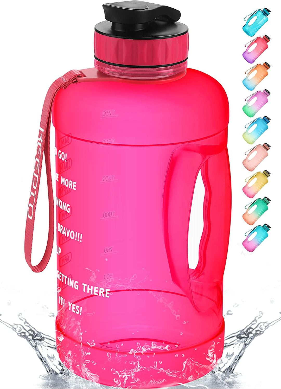 64 oz Water Bottles with Times to Drink,BPA Free Motivational Gallon