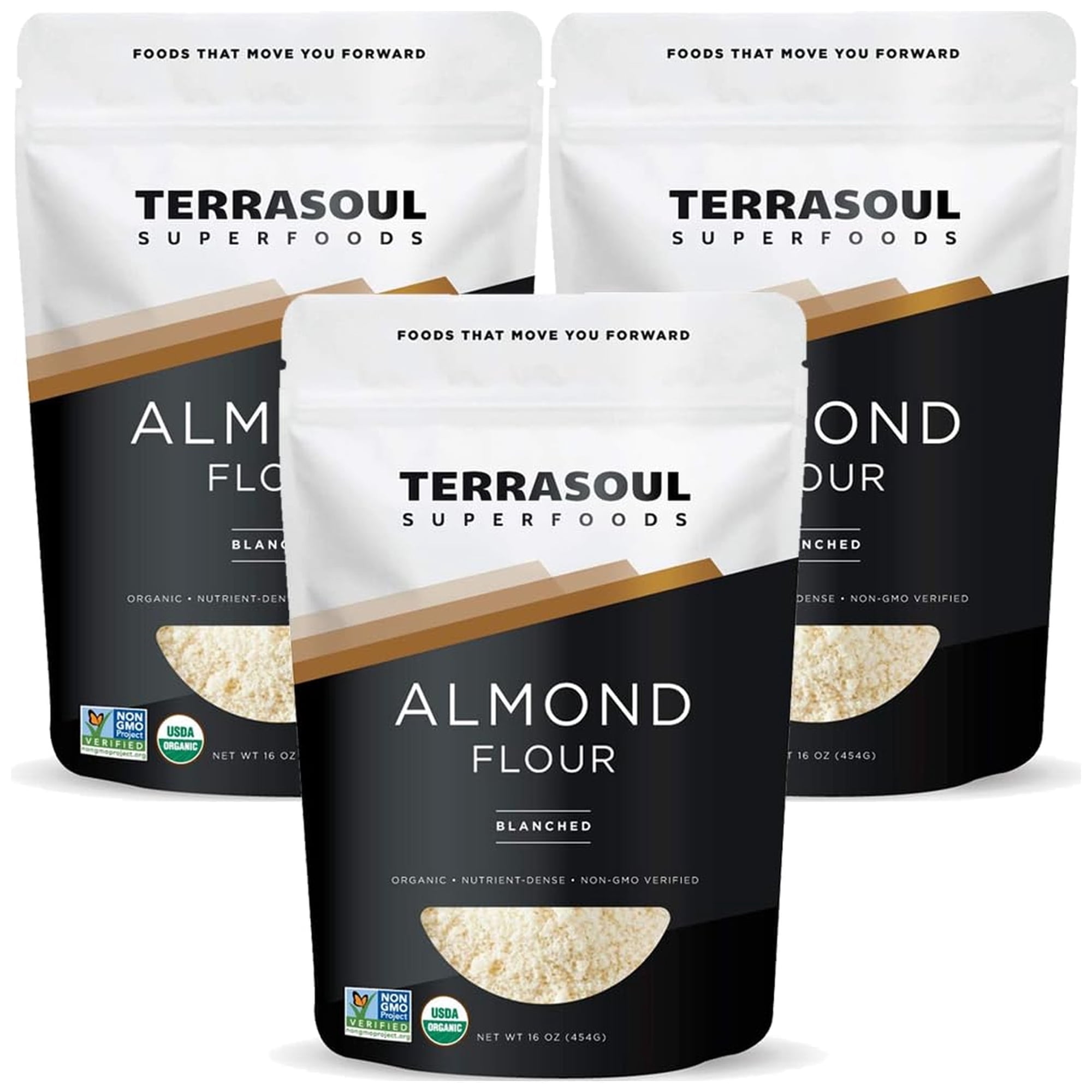 Terrasoul Superfoods Organic Almond Flour, 3 Lbs (1 Lb 3-Pack) - Fine Texture | Grain-Free | Gluten-Free | Perfect for Keto Baking