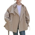 thumbnail image 1 of Jumpingount Abrigo de viento para mujer, ropa de algodón con botones para primavera y otoño, ropa de moda de manga larga de Color sólido, ropa de pecho Abrigos y chamarras Beige METRO Jumpingount AP013545-02, 1 of 4