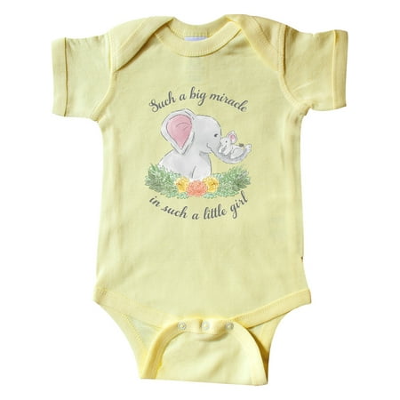 

Inktastic Such a Big Miracle in Such a Small Girl Cute Elephant Family Gift Baby Boy or Baby Girl Bodysuit