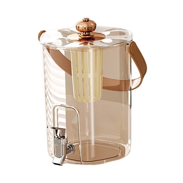 Dispensador de bebidas para refrigerador, hervidor frío con grifo, infusor de té de 5 l, recipiente para bebidas de fácil flujo para fiestas Oro rosa