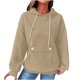 thumbnail image 2 of HongQid Womens Hoodies Casual Long Sleeve Drawstring Waffle Pullover Tops Loose Hooded Sweatshirt with Pocket, 2 of 4