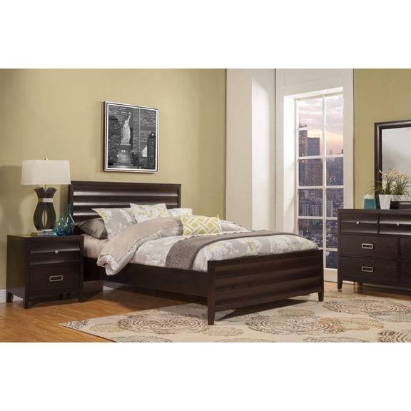 Bowery Hill Queen Wood Panel Bed in Black Cherry