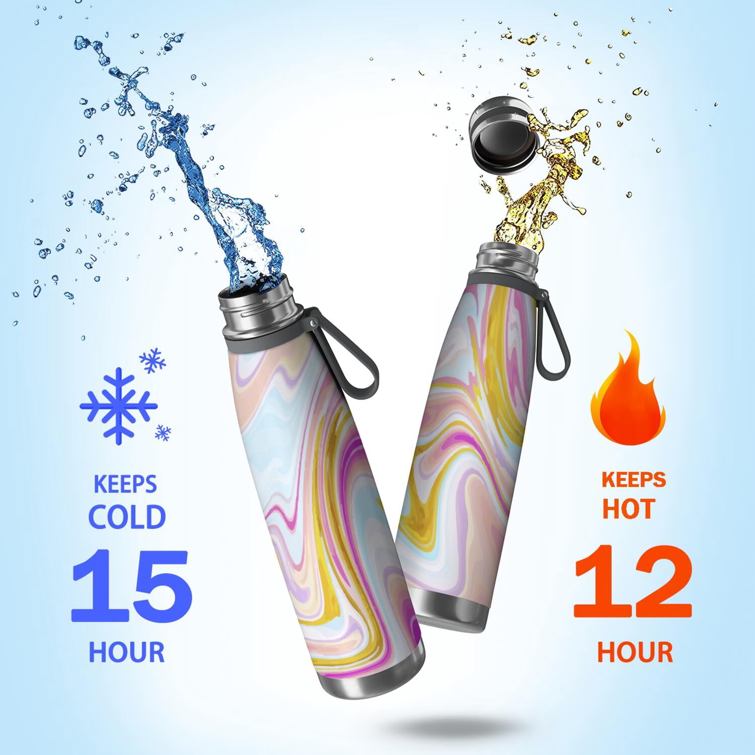 29oz Insulated Water Bottle with Tea Infuser, Stainless Steel Travel Mug, Liquid & Marble Print