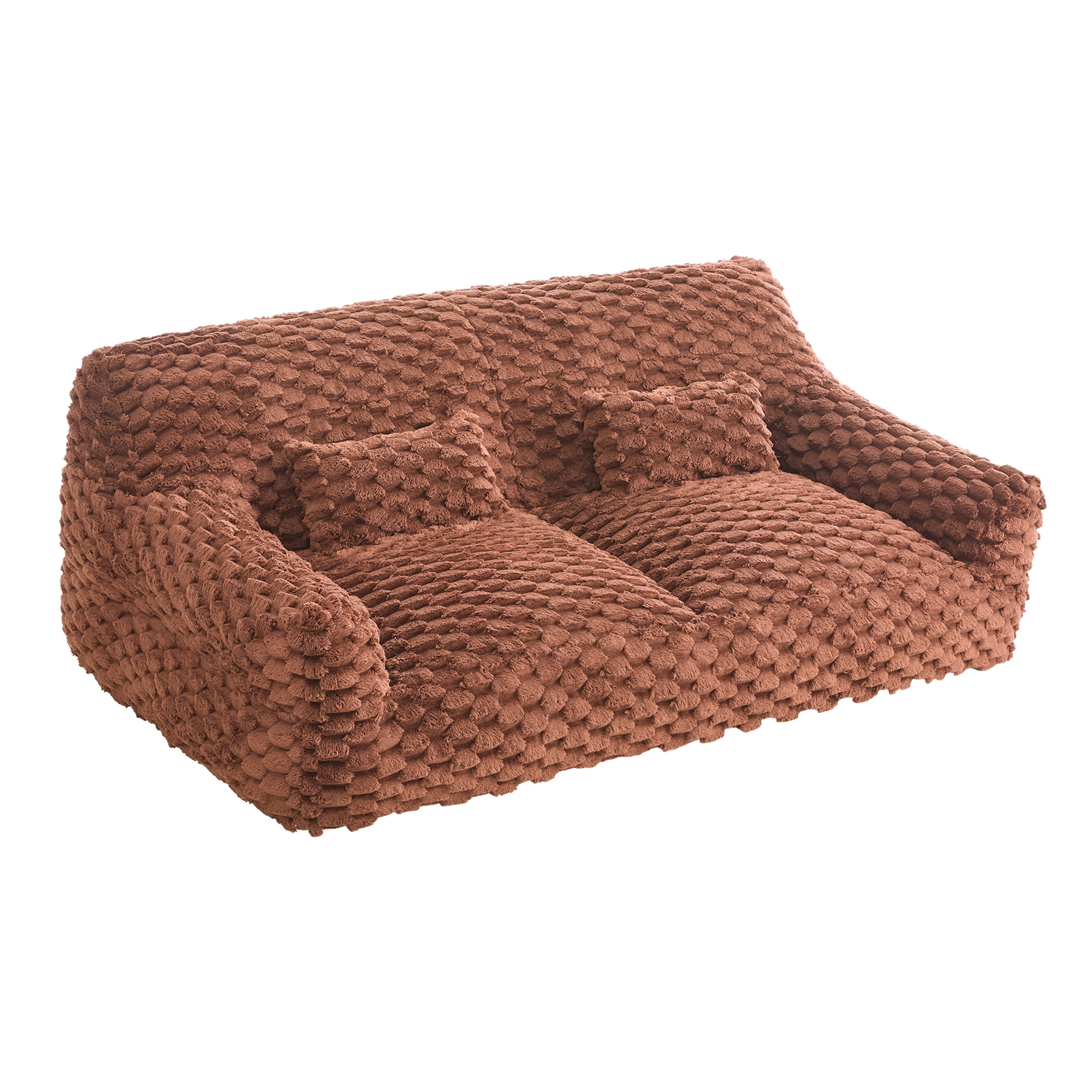 Spruce & Spring Ultra-Plush Fleece Lazy Sofa with Pillow & Blanket, Cozy Bean Bag Loveseat for Living Room & Bedroom,Cedar