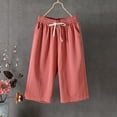 thumbnail image 3 of REALiKUN Women's Casual Cotton Loose Capri Pants Summer Comfort Wide Leg Cropped Pants Elastic Waisted Lounge Baggy Trouser, 3 of 4