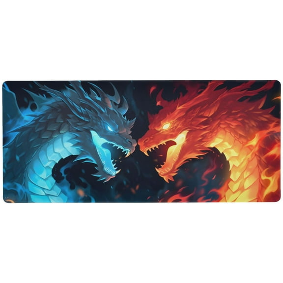 JSTEL Ice & Fire Dragons Large Gaming Mouse Pad Big Mousepad Mice Keyboard Mat with Non-Slip Rubber Base for Computer Laptop Home & Office, 31.5 X 11.8 inch