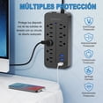 thumbnail image 3 of Boparte EL08 Multicontacto de 8 tomas con usb color negro largo del cable de 1.2m 10A, 3 of 5