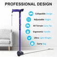 thumbnail image 2 of Healthbazaar Adjustable Folding Walking Cane with 3-Prong Pivot Base,Self-Standing Tripod Cane for Seniors,Purple, 2 of 6