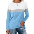 thumbnail image 2 of Long Sleeve Shirts For Women Color Block Tunic Tops Casual Shirts Round Neck Pullover Womens Long Sleeve Tops, 2 of 7