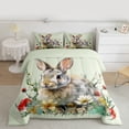 thumbnail image 2 of Homewish Kawaii Bunnies Rabbit Bedding Comforter Set, Cute Cartoon Animal Twin Comforter Sets, Vibrant Rustic Groovy Floral Reversible Bedding Set, Microfiber Bedroom Decor, 2pcs, 2 of 8