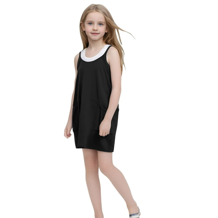 KSODFNXH 2 Pack Girls Mini Dresses with Pockets Cute Sleeveless Spaghetti Strap Sundresses Juniors Teens Casual Solid Color Pullover Short Dress Size KSODFNXH 2 Pack Girls Mini Dresses with Pockets Cute Sleeveless Spaghetti Strap Sundresses Juniors Teens Casual Solid Color Pullover Short Dress Size
