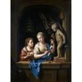 thumbnail image 3 of Pieter Van Der Werff 11x14 Black Modern Framed Museum Art Print Titled - Two Girls with Flowers by a Statue of Cupid (1713), 3 of 5