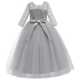 thumbnail image 5 of Robe Fille Performance Tutu Robe Formelle Fleur Dentelle Mariage Nœud Robe Jupe Robes Filles Argent 10 Ans-11 Ans, 5 of 5