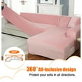thumbnail image 5 of Eurhowing Velvet L-Shaped Sectional Sofa Cover with 4 Pillowcases, Stretch Soft Couch Slipcovers 3 Seater+4 Seater, Sofa Furniture Protector, Pink, 5 of 12