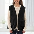 thumbnail image 4 of adviicd Women's Fleece Vest for Autumn Winter, Warm Soft Sleeveless Jacket Casual Short Puffer Waistcoat with Pockets (Black, M), 4 of 8