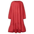 thumbnail image 1 of Children's Clothes Ruffle Loose Long Sleeve Round Neck Dress Cute Children's Princess Dress, 1 of 1