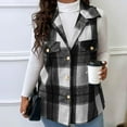 thumbnail image 4 of TKLPEHG Plaid Jacket for Woman Vintage Lapel Sleeveless Warm Waistcoat Long Button Up Fall Jacket Fashion Clothes with Pockets (Black,XXXL), 4 of 6