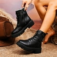 thumbnail image 5 of Black Women Mid Heel Mid Calf Boots With Zipper Thick Sole Fashion Fall Winter Trendy Boots Comfortable Casual Footwear, 5 of 9