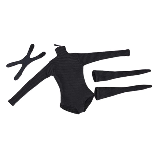 Monos a escala 1/6 con calcetines de tubo, accesorios de vestir para muñecas casuales, trajes de para figuras de acción de muñecas femeninas de negro