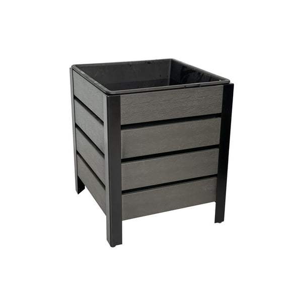 Grapevine Faux Wood Planter with Metal Frame, Square