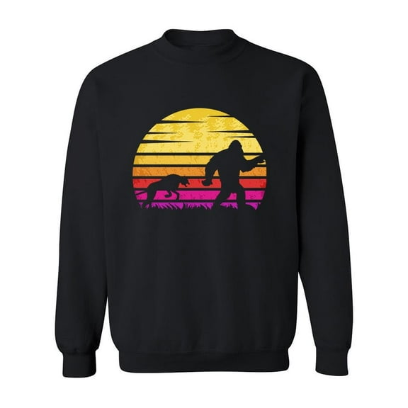 Cheetah And Yeti Sunset Retro Sweatshirt Men -Image by Shutterstock, Male 3X-Large