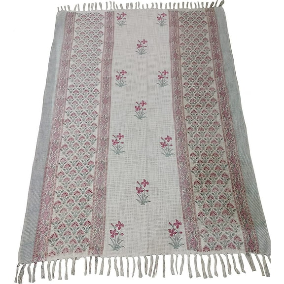 Rastogi Handicrafts Cotton Area Runner, Tapestry, Cloth Floor Mat (White-Grass-Rug)