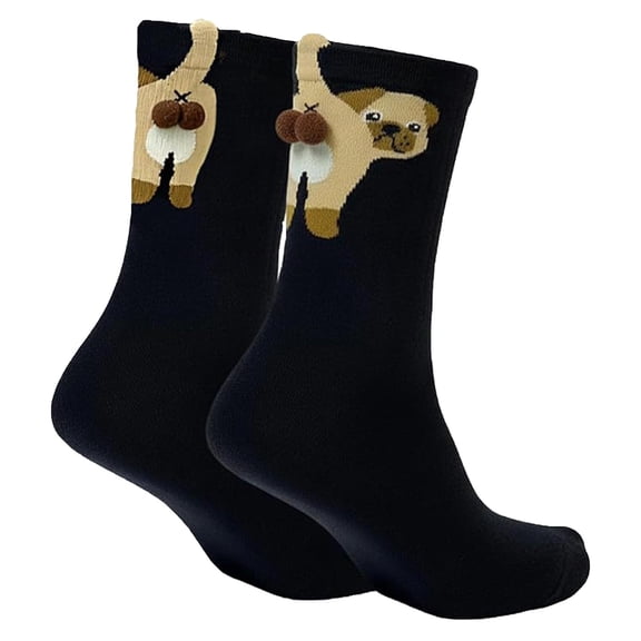 Lovskoo Dog Pattern Crew Socks for Women and Men Mid Calf Cute Cartoon Puppy Socks Matching Couple Socks for Casual Wear