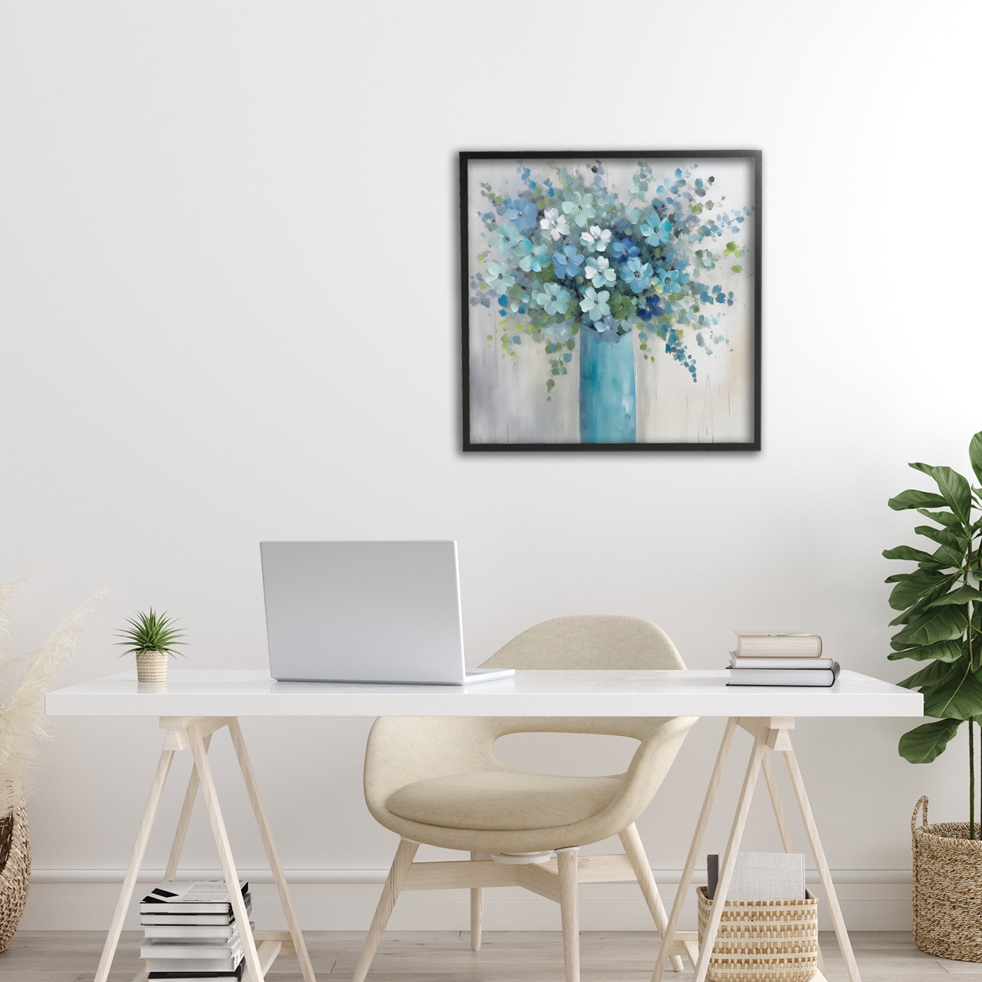 Stupell Industries Indigo Bouquet in Blue Vase Black Framed Giclee Art, design by Creative Studio