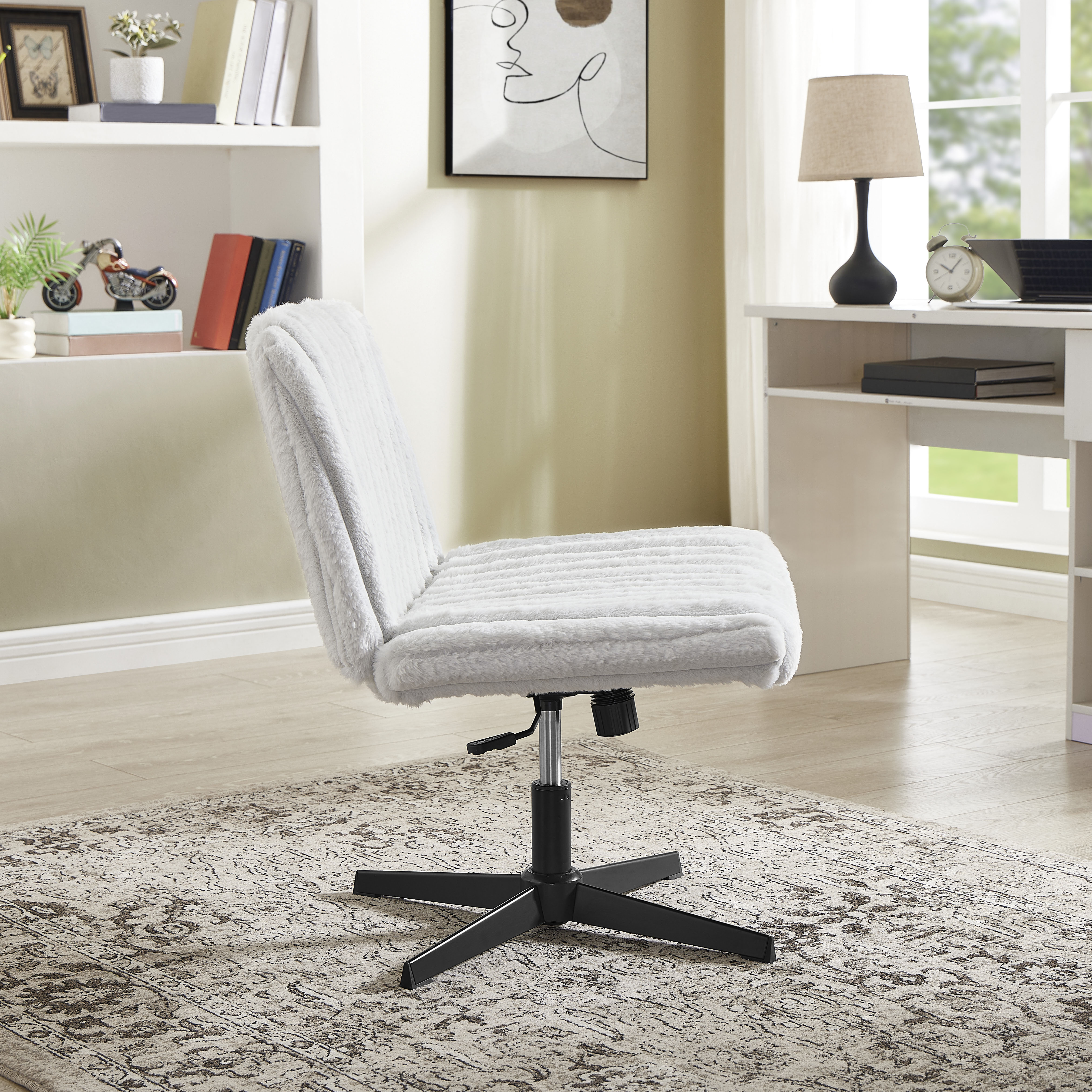 CQSXDA Wide Seat Adjustable Swivel Criss Cross Chair, for Office and Vanity Use, Ergonomic Design