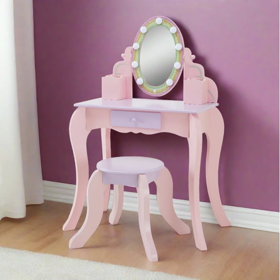 Fantasy Fields Little Princess Vanity with LED Illuminated Mirror, Pink