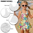 thumbnail image 6 of Xixirimido Vibrant Retro Hippie Flower Print Girls Swimsuits One Piece Sleeveless Swimwear with Skirt Modest Bathing Suit with Built-in Shorts Beach Vacation Swim Dress, 10-11 Years, 6 of 7