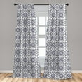 thumbnail image 5 of Ambesonne Indigo Blue Curtains, Mandala Leafy Bohemian, Pair of 28"x63", White Dark Grey, 5 of 5