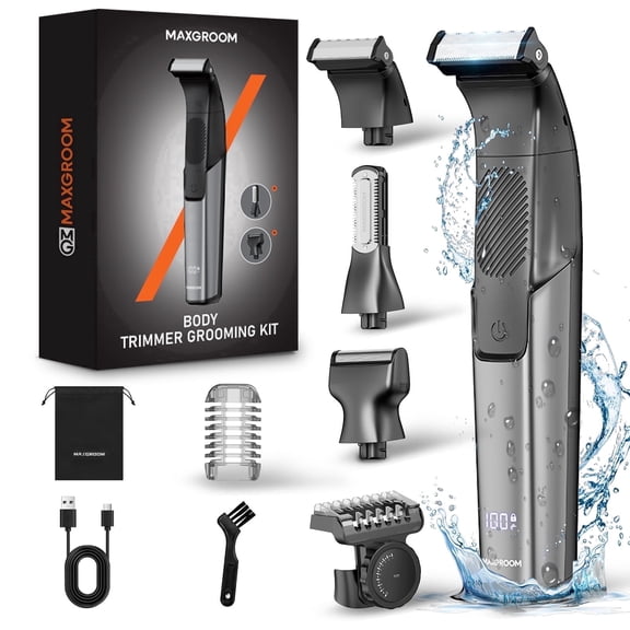 Manscape Body Hair Trimmer for Men, 3 in 1 Beard and Body Grooming Kit with Skin Safe No-Nick Blades, Waterproof Wet/Dry Electric Shaver for Groin, Pubic & Ball, Type-C Rechargeable Groomer Kit
