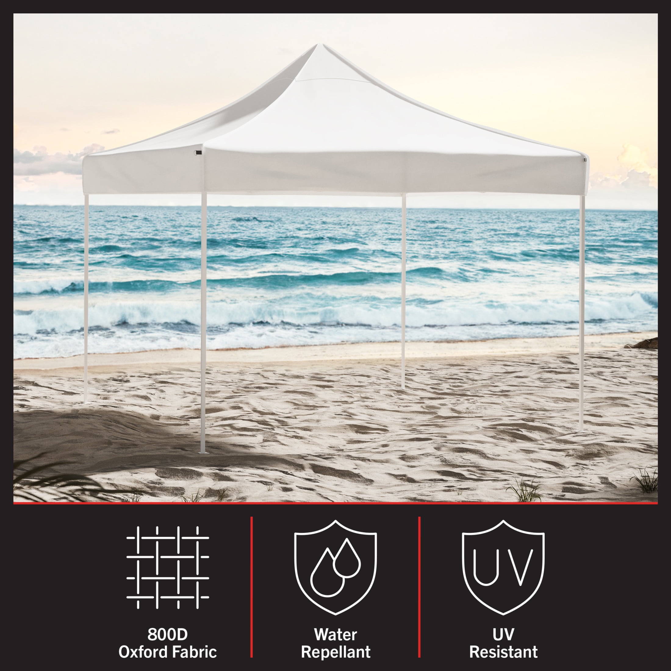 Stalwart 10x10 ft Pop Up Canopy Tent - UPF30 Beach Tent Sun Shelter, White