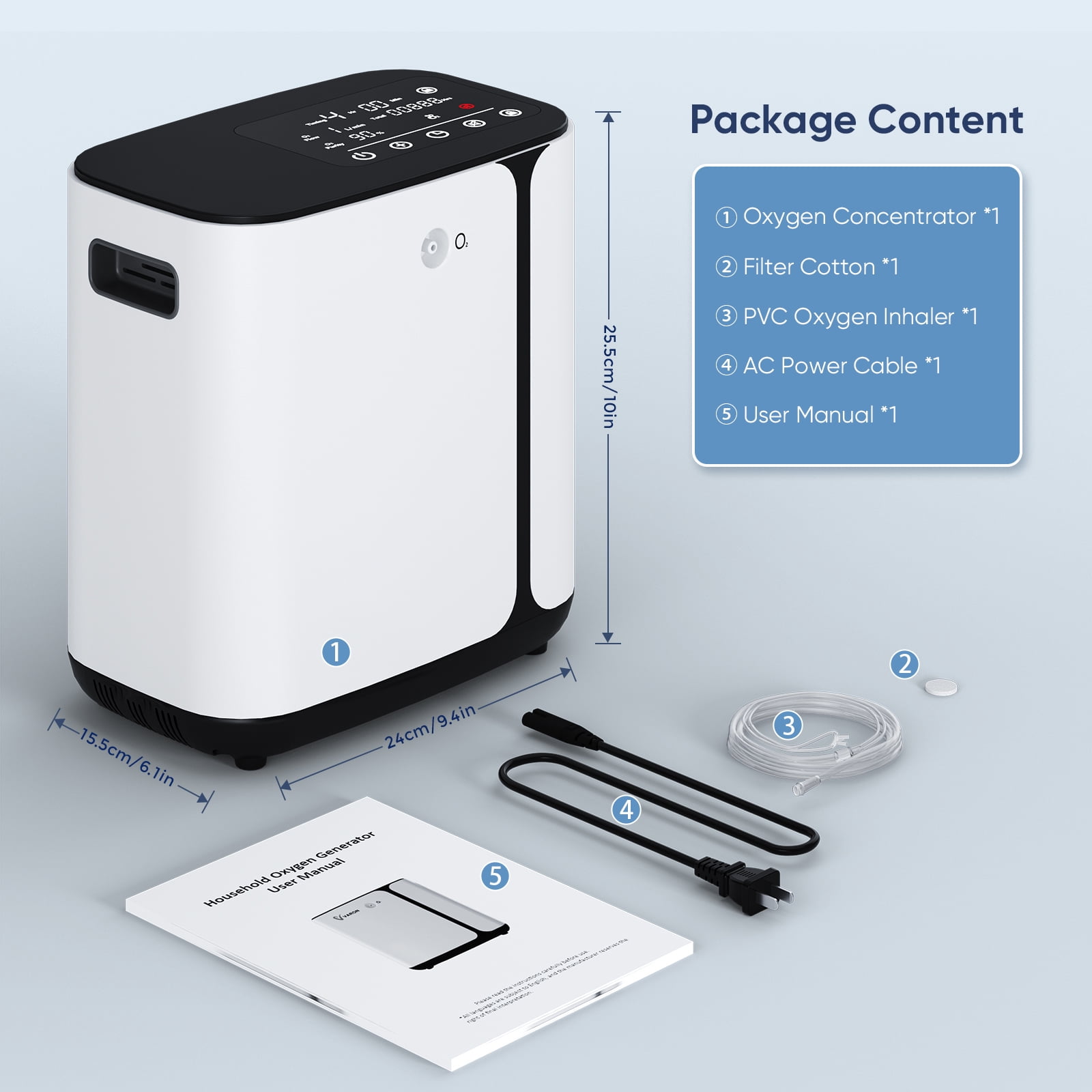 Lischwert Connus Upgraded 1-8L&Oxygen Generator-Portable Machine Tube for Home Use&th 2 in 1