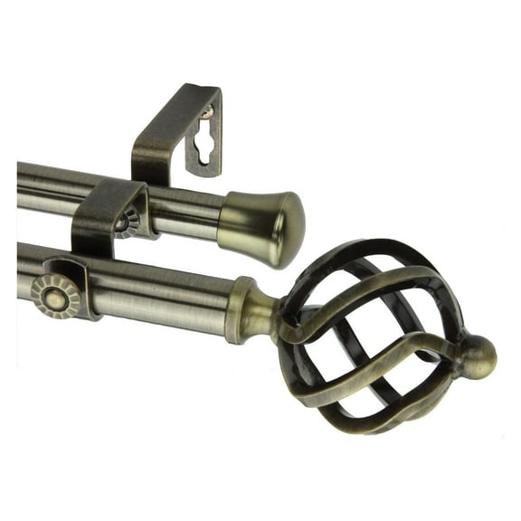 Twist Double 13/16 inch dia. Curtain Rod 66-120" - Antique Brass