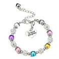 thumbnail image 2 of Linyer Beautiful Bracelet Stainless Steel Crystal Heart-shaped DIY Chains Handcrafted Glass Stylish Friendship Bangle Children Wedding Colorful, 2 of 4