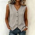 thumbnail image 2 of GUACER Gingham Plaid Vest for Women Sleeveless Button Down V Neck Blouse with Pocket Casual Summer Tank Tops, 2 of 8