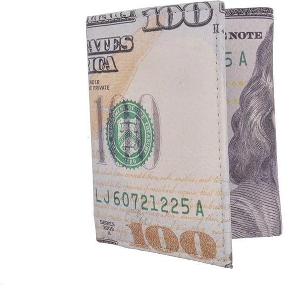 Men's Genuine Leather Credit Card ID Holder Trifold Wallet with Middle Flap $100 Bill