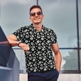 thumbnail image 3 of Kdxio Daisies Flowers Print Men's Short Sleeve Polo Shirt,Midweight Men's Shirt, 3 of 6