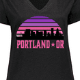 thumbnail image 4 of Inktastic Portland Oregon Retro Sunset Skyline Women's Plus Size V-Neck T-Shirt, 4 of 5