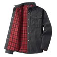 thumbnail image 2 of Quealent Mens Flannel Lined Shirt Jacket Vintage Snap Button Western Jacket Rugged Outdoor Cowboy Shirts Jackets (Black,L), 2 of 6
