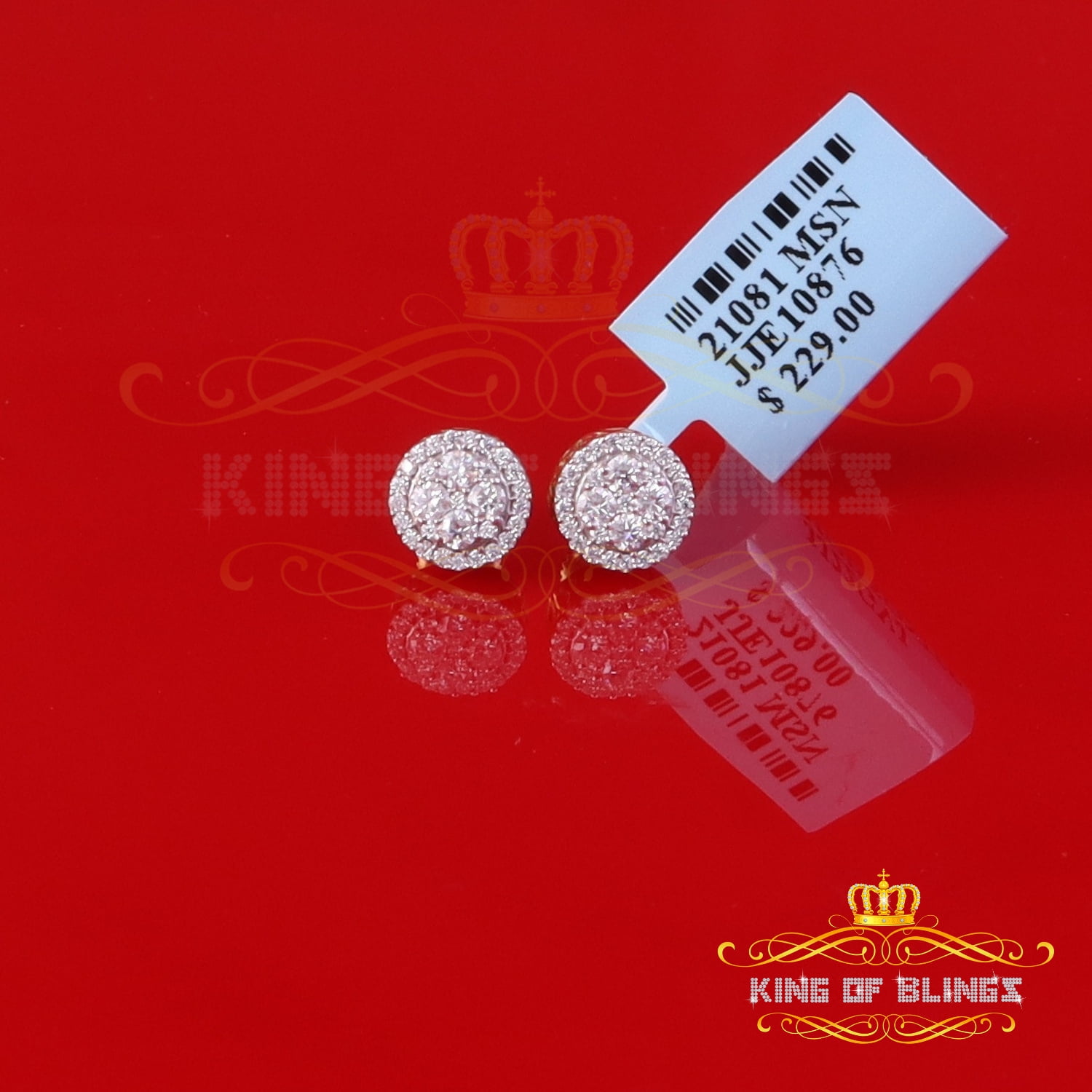 King of Bling's Men's/Womens 925 Silver Yellow 0.50ct VVS 'D' Moissanite Round Stud Earrings