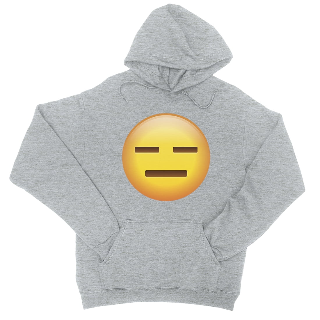 365 Printing EmojiEmotionless Unisex Grey Pullover Hoodie Soft
