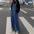 thumbnail image 2 of Womens Solid Color Buttoned Denim Jumpsuit With Shoulder Straps, 2 of 7