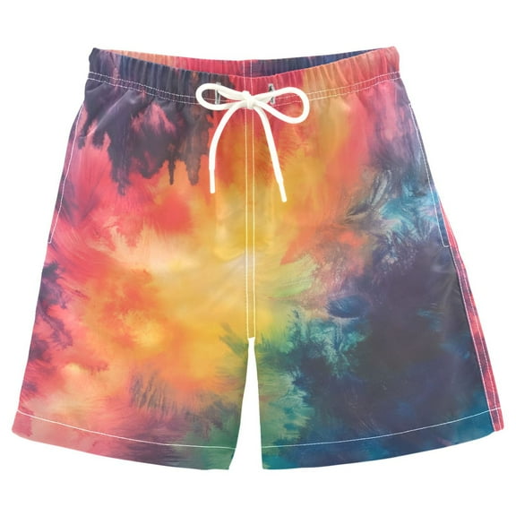 joogoo Kids Boys Swim Trunks Tie Dye Print Beach Board Shorts Drawstring Swimsuit Kid Teen L