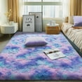thumbnail image 2 of ZENELESS Fluffy Area Rugs for Living Room,4x6 Shag Rectangular Carpets for Bedroom Tie-Dye Blue Rainbow, 2 of 8