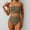 Khaki, variant on Women's Strapless Tankini Swimwear Set Adjustable Shoulder Ties Pattern Solid Color Beach Bathing Suit for Summer