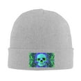 thumbnail image 2 of ZICANCN Cupid Skull Rose Print Knit Beanie Hat, Winter Cap Soft Warm Classic Hats for Men Women, Gray, 2 of 8